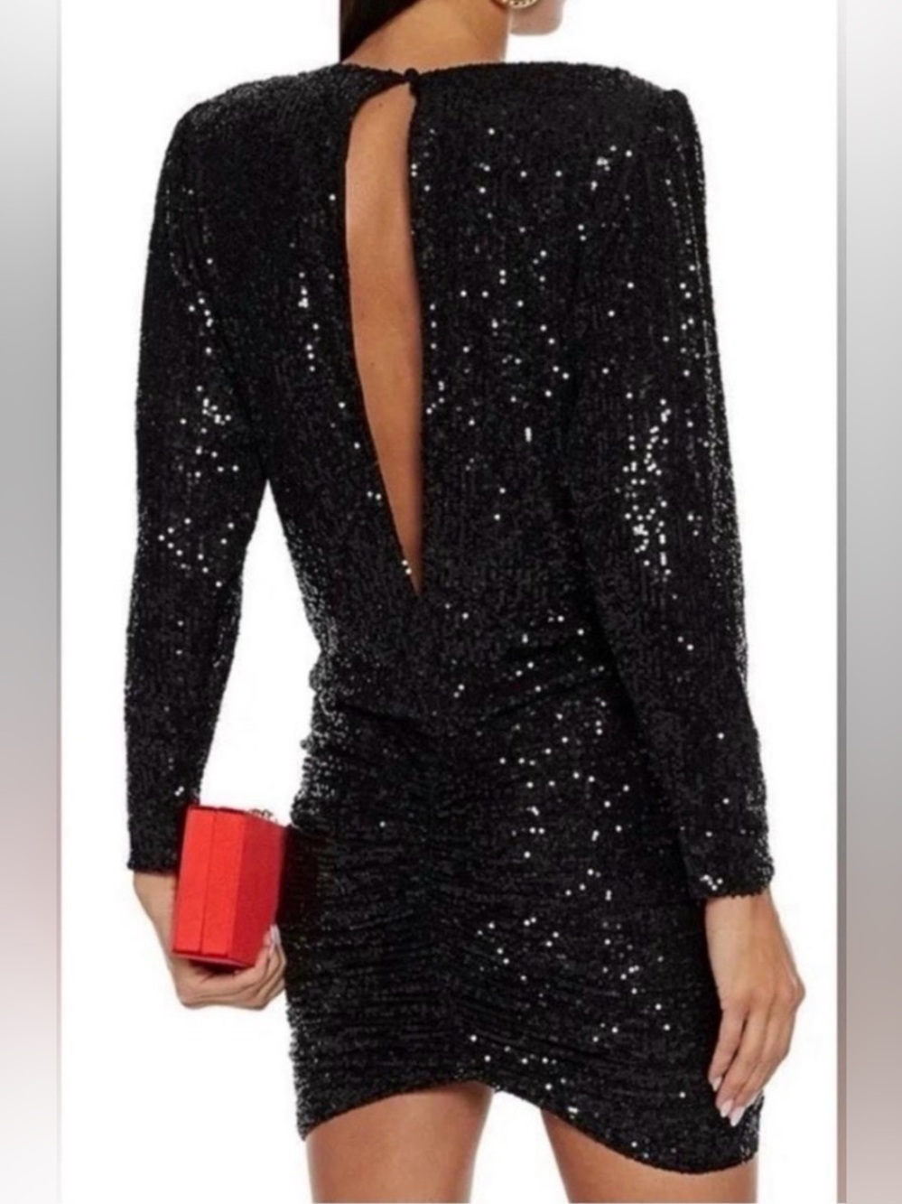 Retrofete Flynn Ruched Sequin Mini Dress Party Retro Luxury Designer EUC Sz S